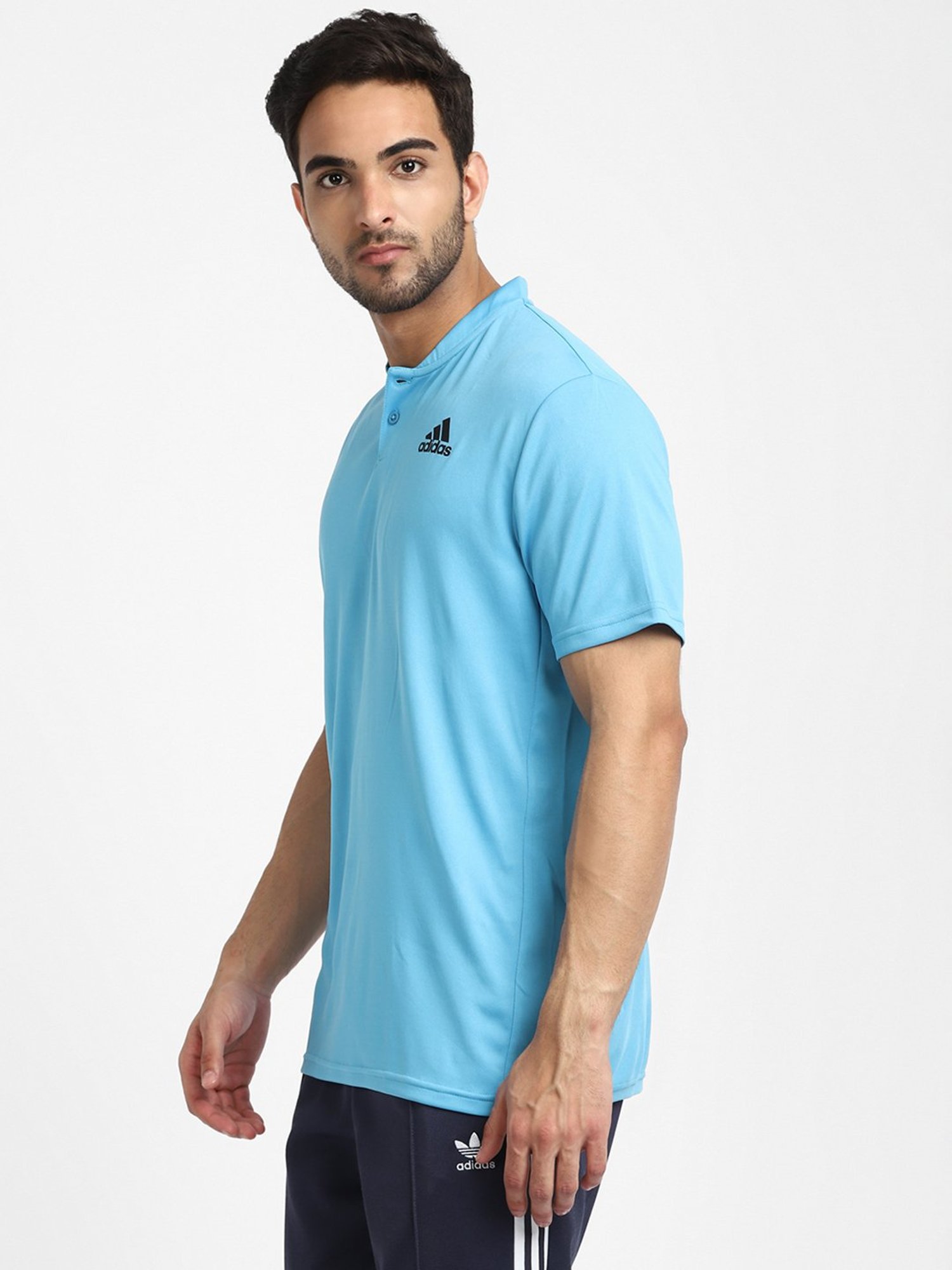adidas Sky Blue Henley T-Shirt