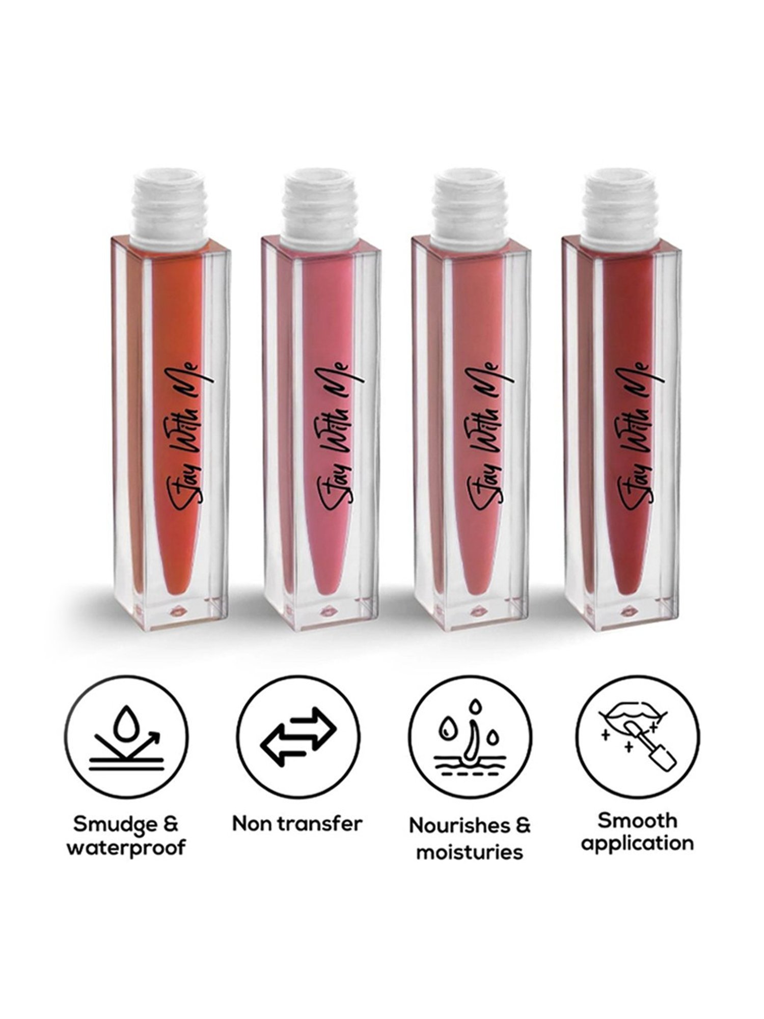 RENEE Stay With Me Matte Liquid Lipstick Juicy Berries - Set of 4