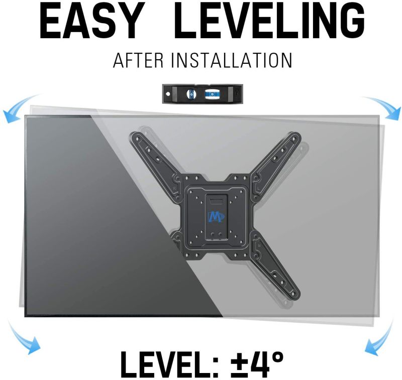 Full Motion TV Wall Mount Bracket for 26-55 Inch TVs, Swivel TV Wall Mount &ndash; Wall Mount TV Bracket with TV Center Design & Extend 16.7 Inch , up to VESA 400x400mm and 77LBS