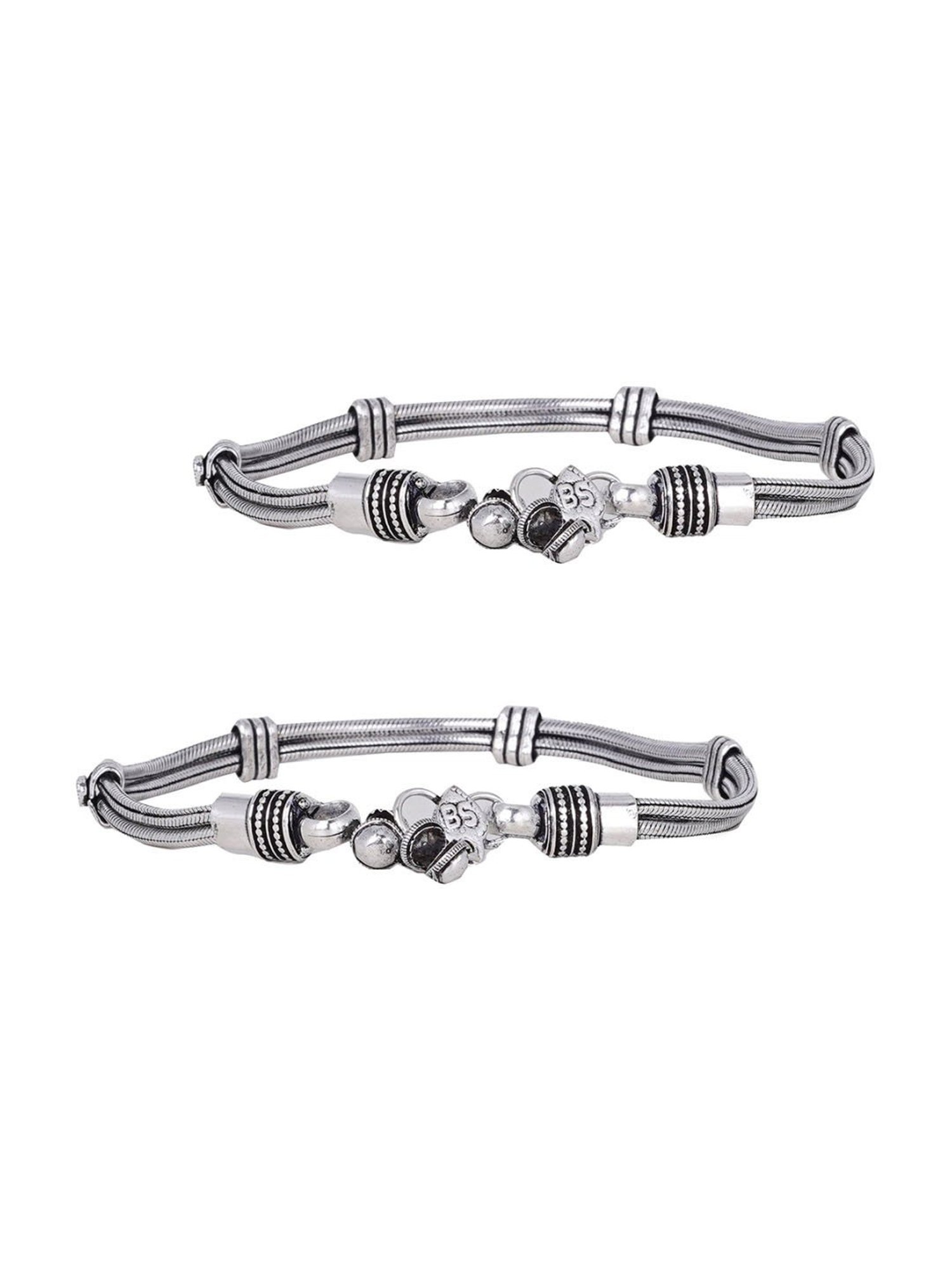 Teejh Chirasvi Silver Oxidized Anklets