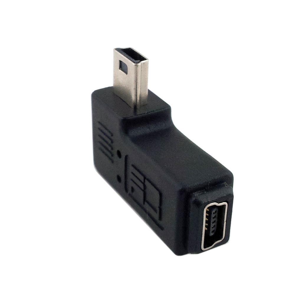 Right angled 90 degree 5Pin Mini USB Male to Female M to F Extension Adapter