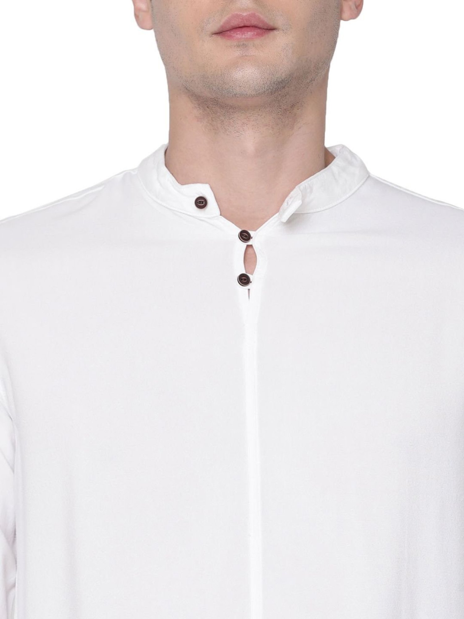Identiti White Tapered Fit Short Kurta