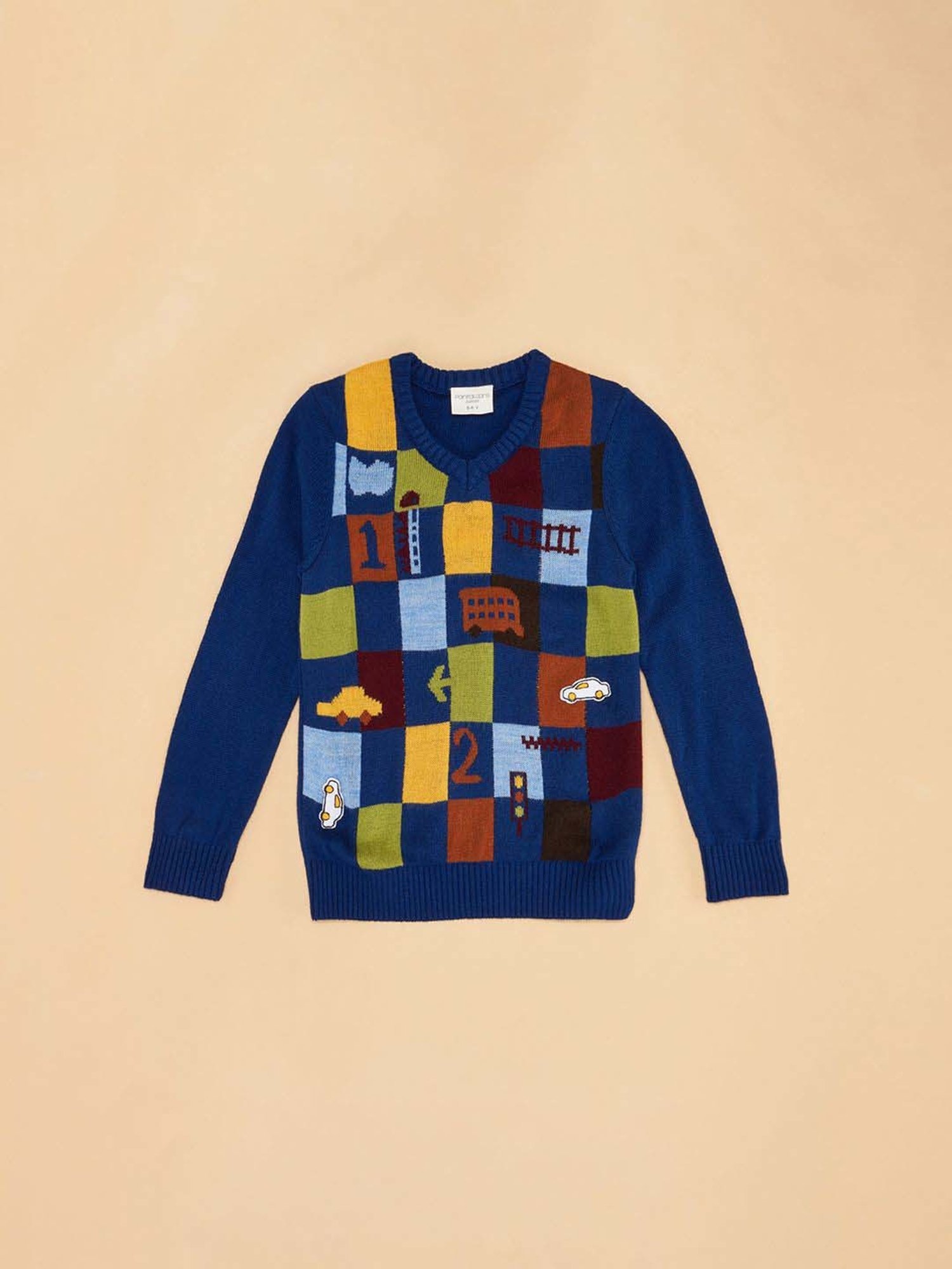 U.S. Polo Assn. Kids Black Self Design Sweater