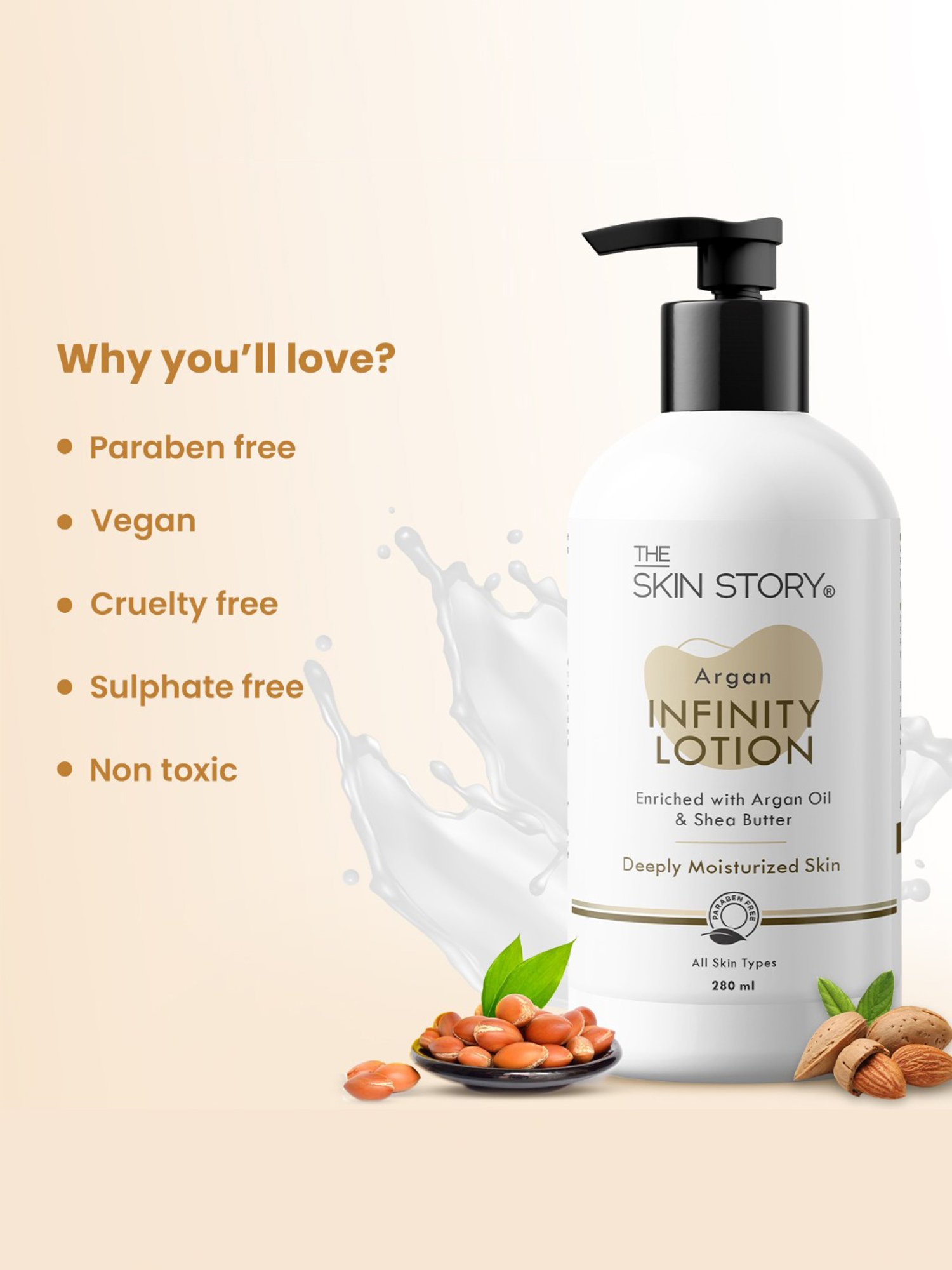 The Skin Story Shea Butter Argan Infinity Lotion for Deeply Moisturized Skin - 280 ml