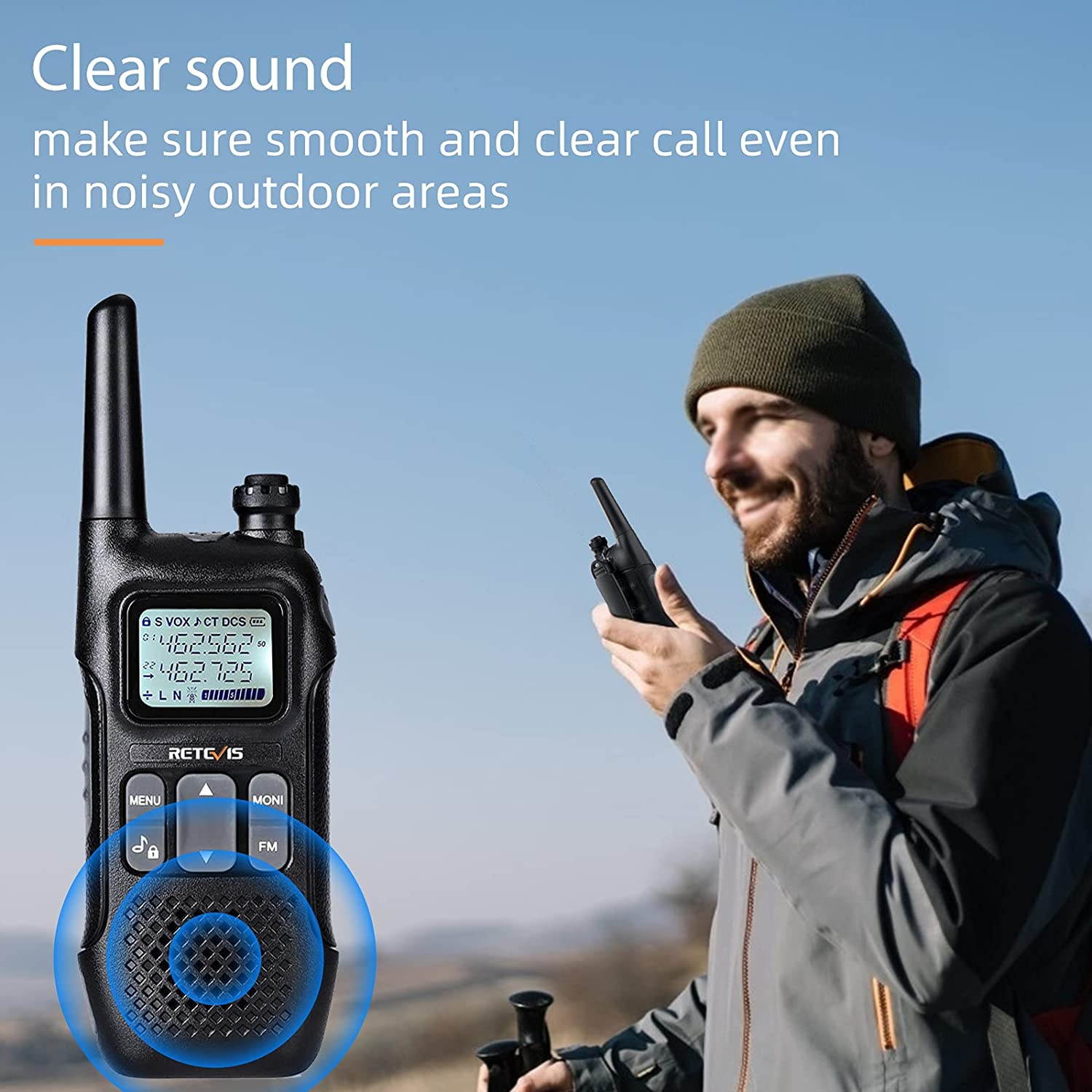 Retevis RT16 Walkie Talkies for Adults,Long Range Rechargeable Two Way Radio,Flashlight NOAA VOX,2 Way Radio for Camping Climbing Hiking Traveling Indoor Outdoor (4 Pack)