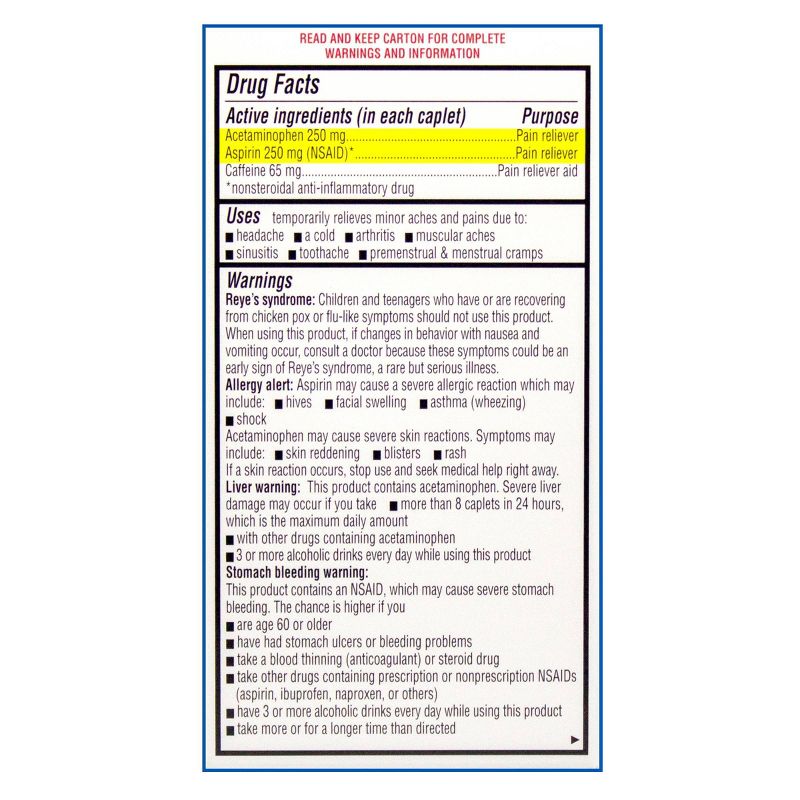 ValuMeds Extra Strength Headache Relief Caplets - Aspirin (NSAID)/Acetaminophen - 100ct