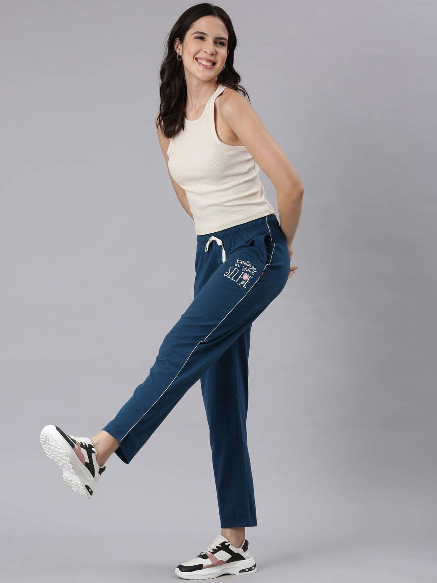 Dixcy Slimz Blue Printed Track Pants