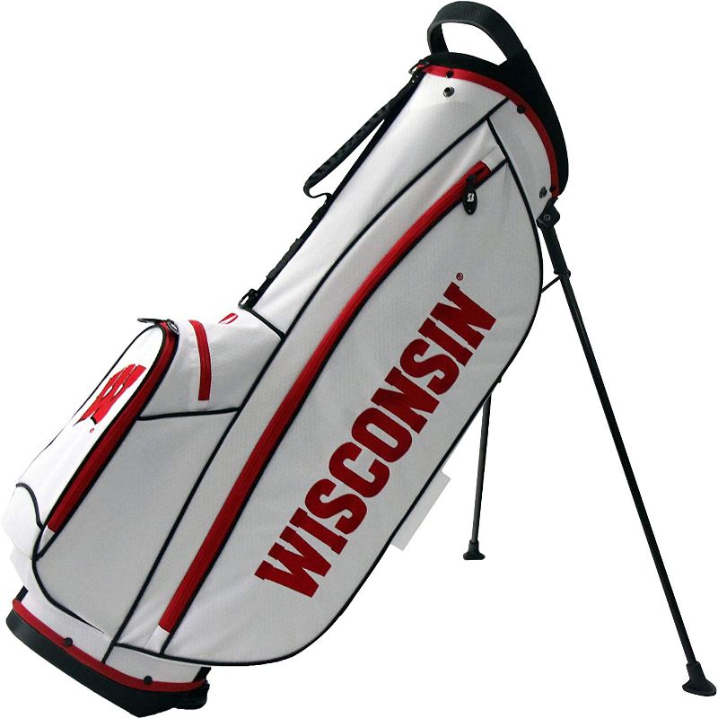 Bridgestone 2019 Collegiate University NCAA 9 In 4 Way Stand Lightweight Golf Bag with Carry Handle, Wisconsin