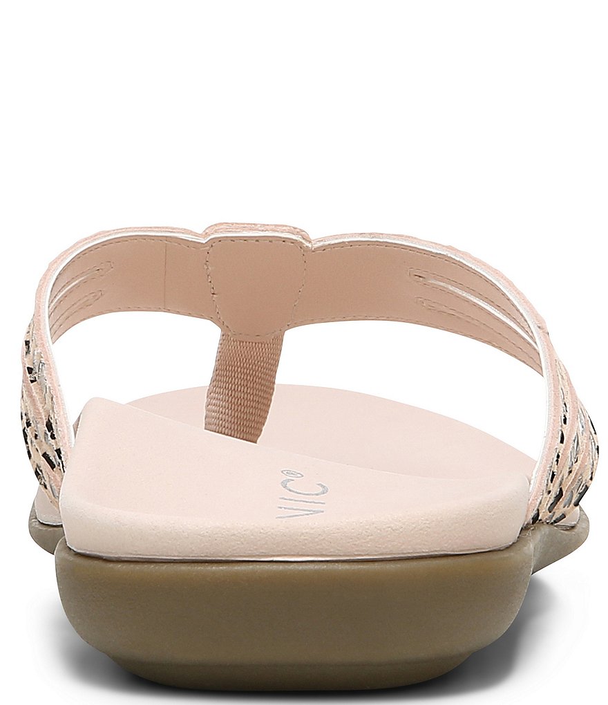 Vionic Alta Leopard Print Leather Thong Flat Sandals