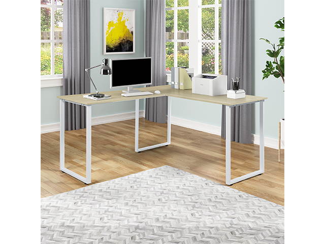 L-Shaped Desk Corner PC Laptop Gaming Table Desk Workstation for Home Office,Oak,GT72