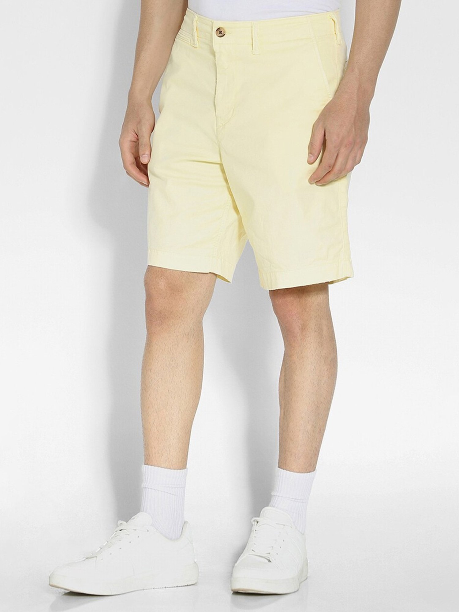 American Eagle Yellow Cotton Regular Fit Shorts