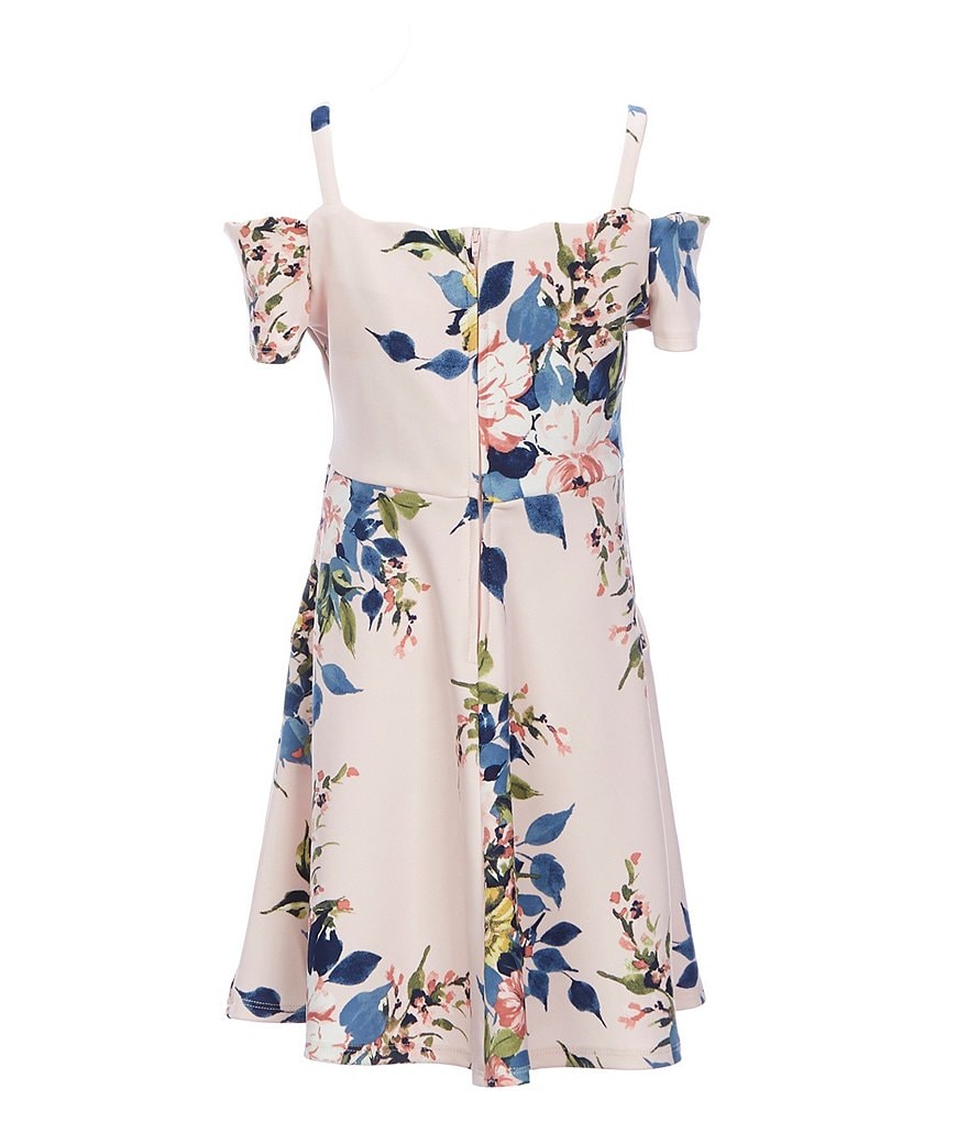 Rare Editions Big Girls 7-16 Scalloped Floral Scuba Fit-And-Flare Dress