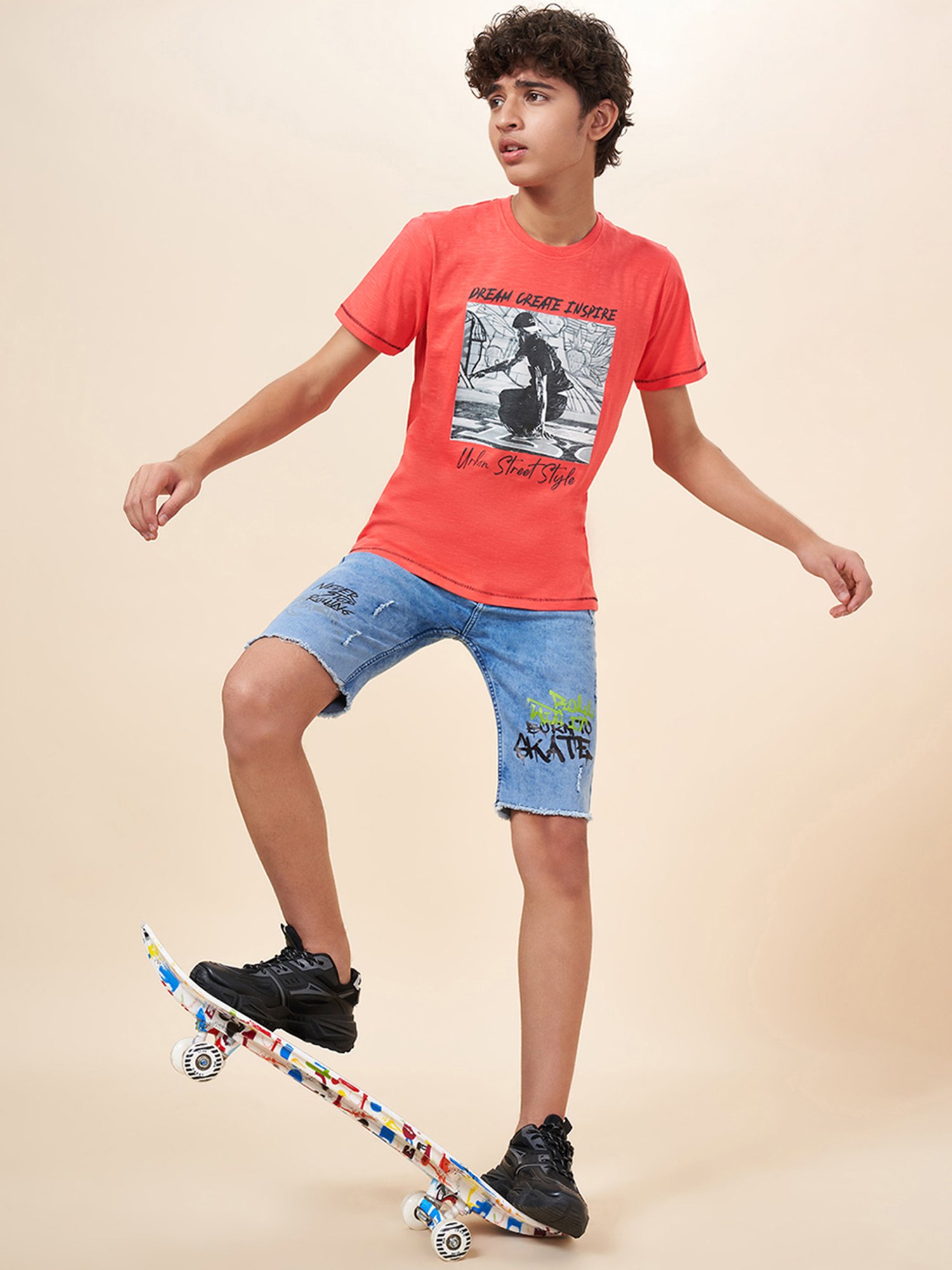 Coolsters by Pantaloons Kids Medium Blue Printed Full Sleeves Shorts