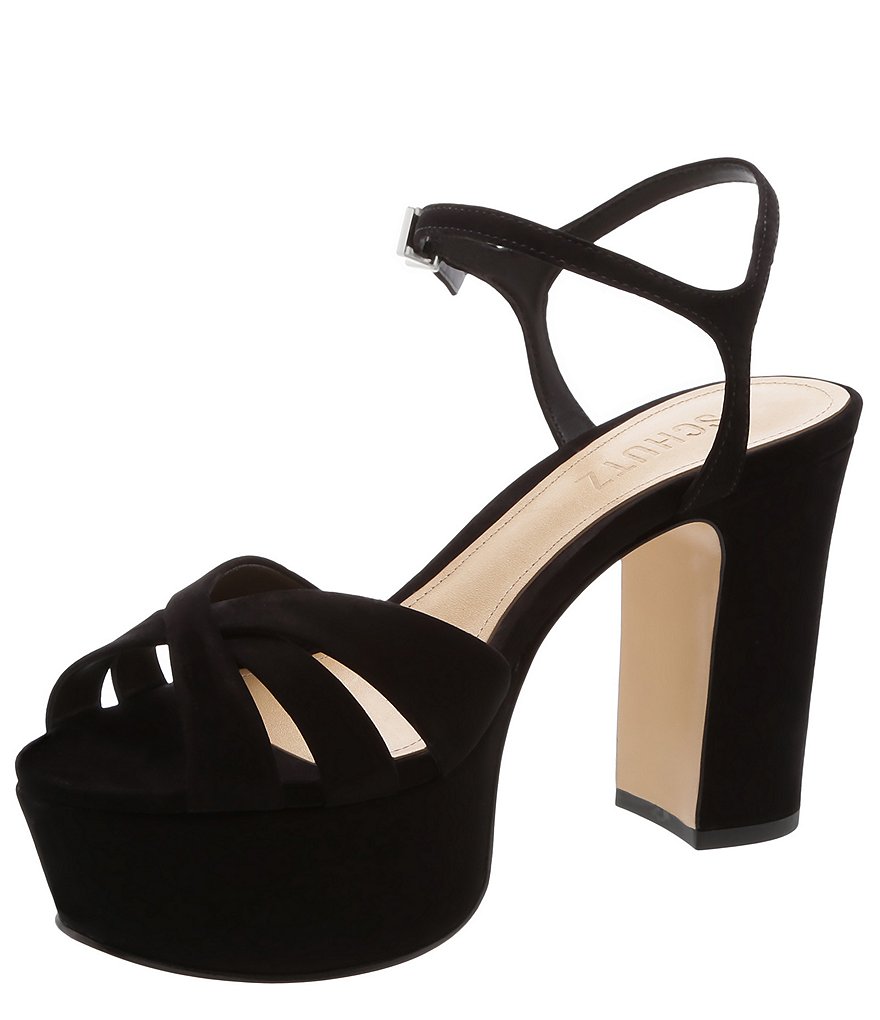 Schutz Keefa Suede Platform Block Heel Sandals