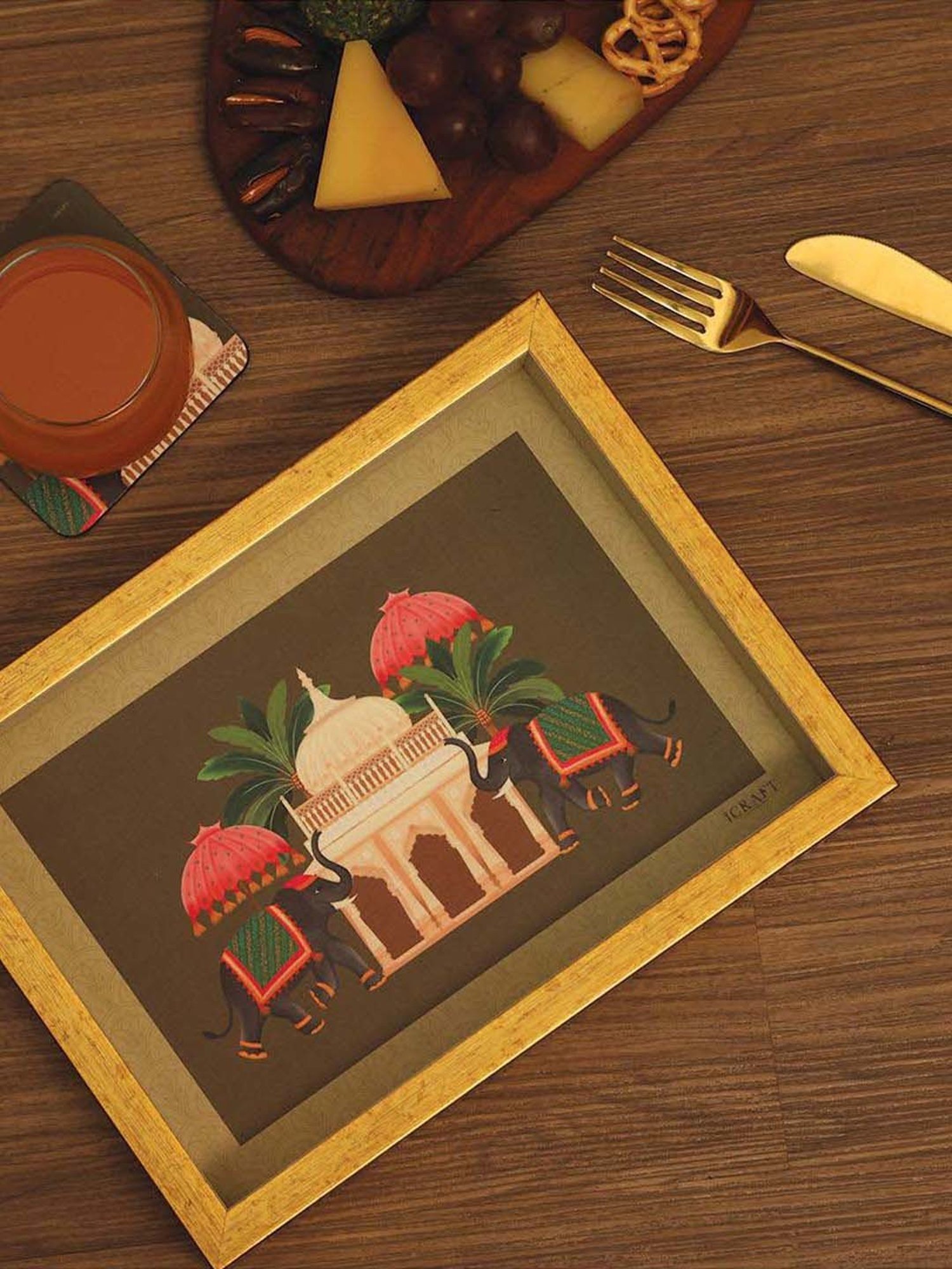 ICRAFT Multicolor Mdf Gajraj Series Tray