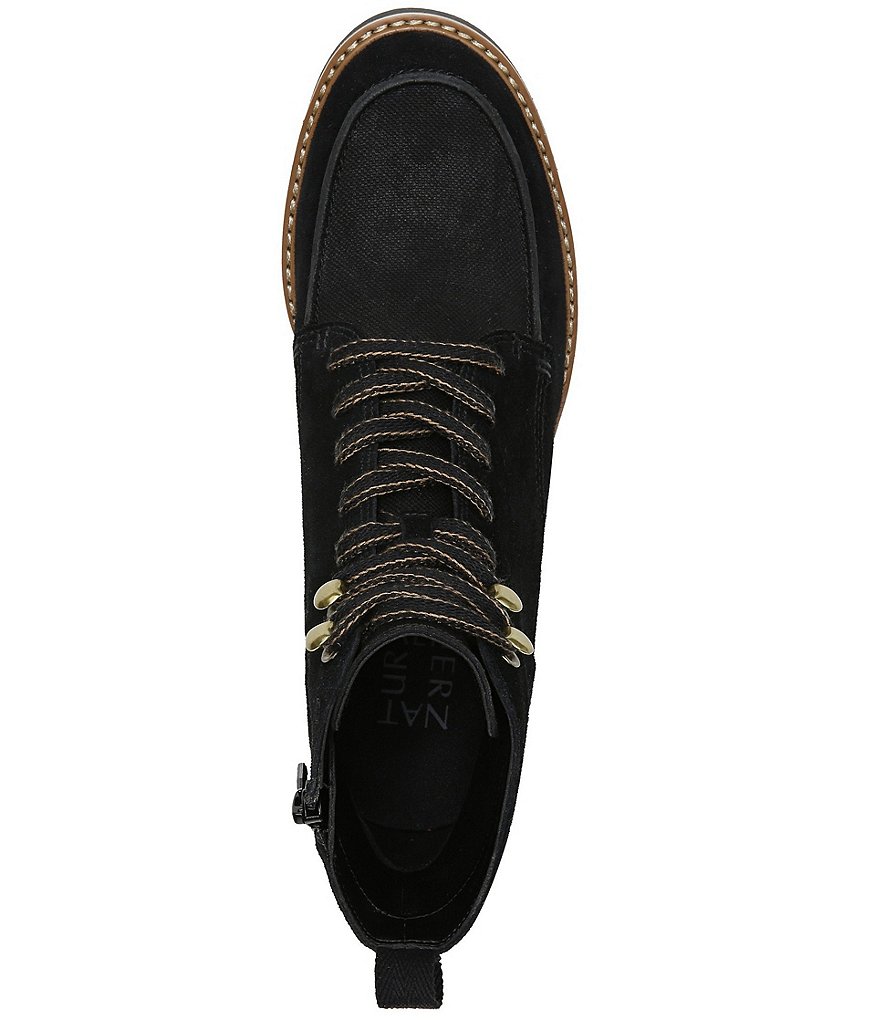 Naturalizer Dara Water Repellent Canvas And Leather Lace-Up Moto Booties