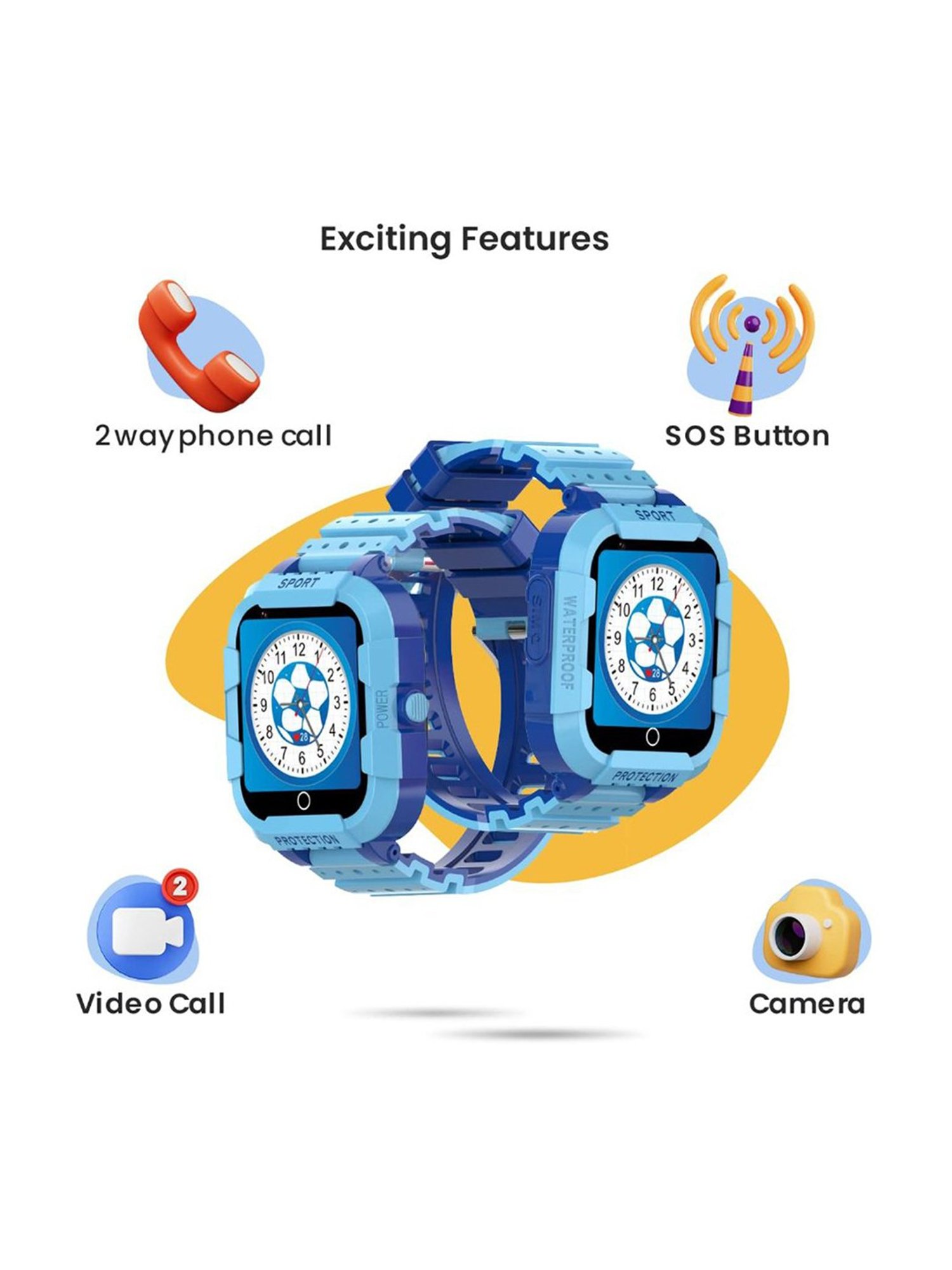 Turet Gator 2.0 Kids GPS Tracker, LTE Smartwatch for Kids with Voice & Video Call (Blue)