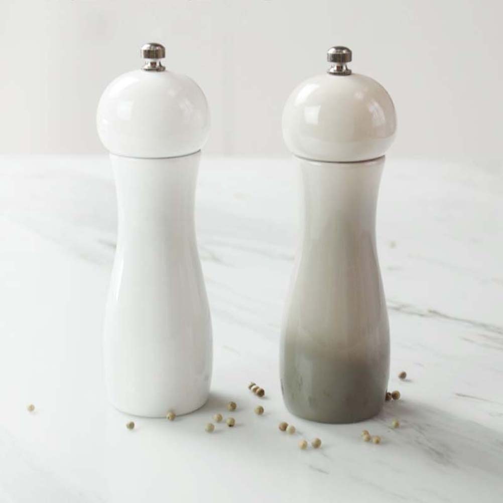 1pc 6 Inches Ceramic Manual Pepper Grinder Pepper Mill Salt Container Kitchen Gadget (White)