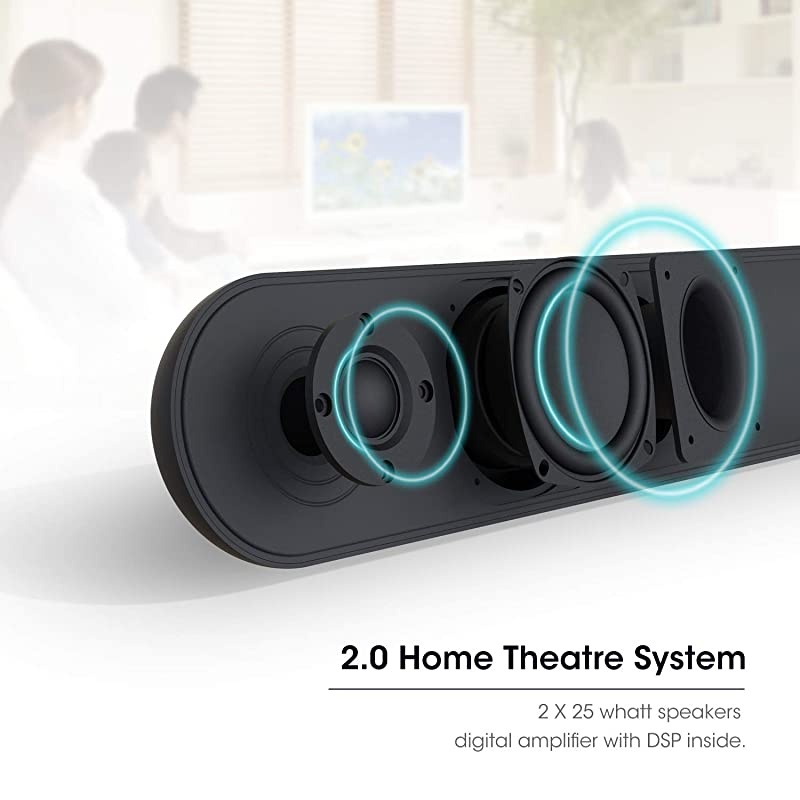 bar Bestisan bar TV bar Wired and Wireless Bluetooth Audio Speakers28 Inches 4 Drivers Bluetooth 50 Version Optical Cable Included Bass Adjustable