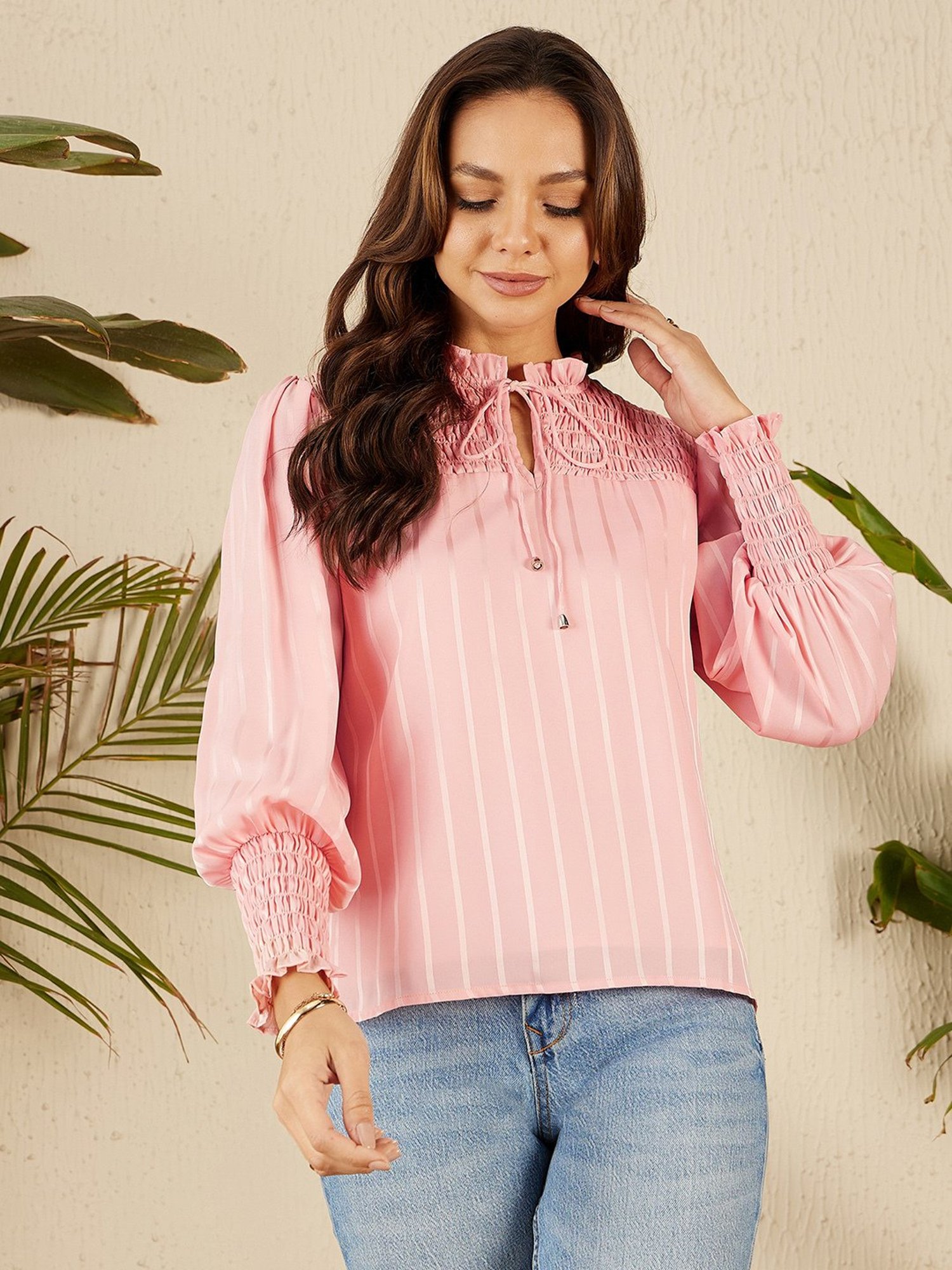 Marie Claire Pink Striped Top