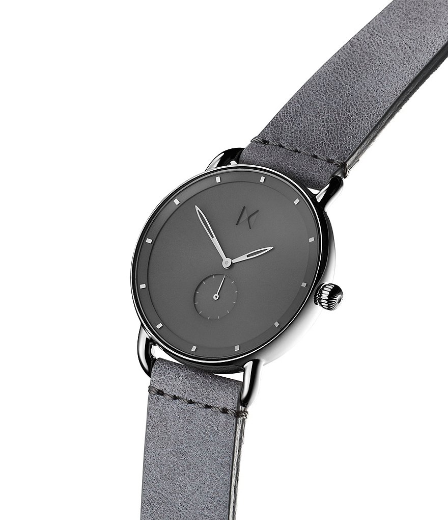 MVMT Revolver Collection Gotham Grey Leather Watch