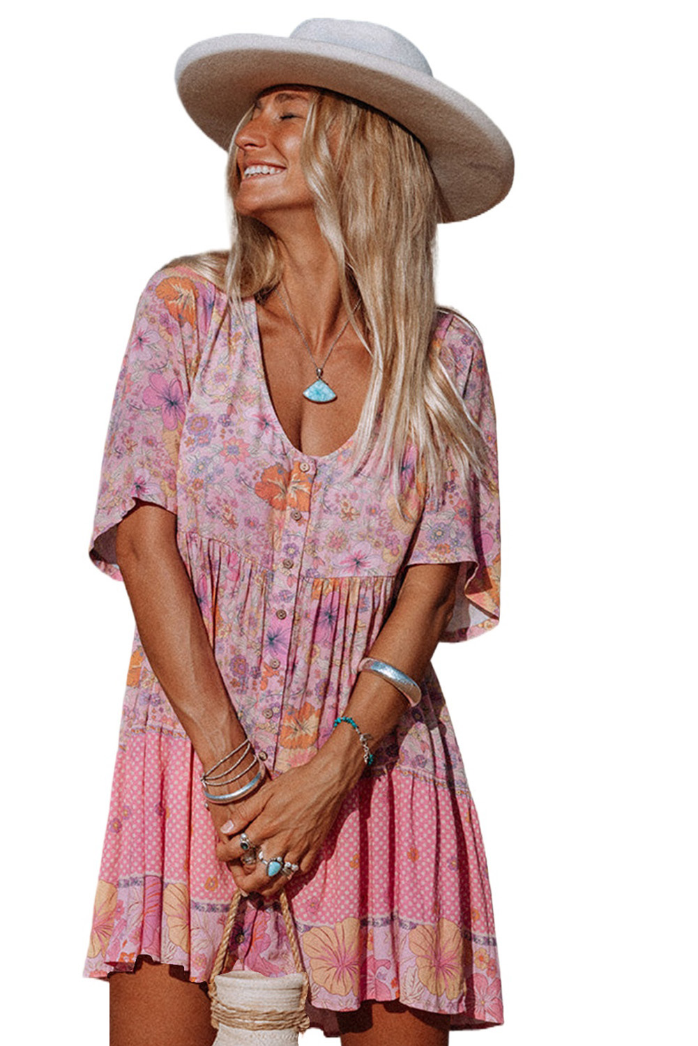 Cheetah Casual Long Sleeve Button Up Shirt Dress