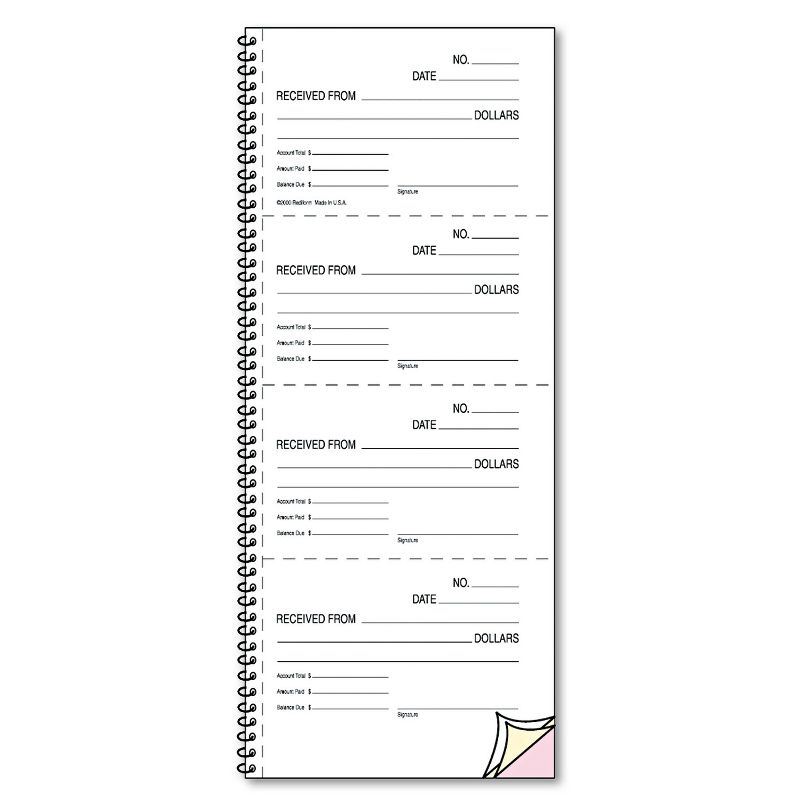Rediform Money and Rent Unnumbered Receipt Book 5 1/2 x 2 3/4 Two-Part 500 Sets/Book 23L117