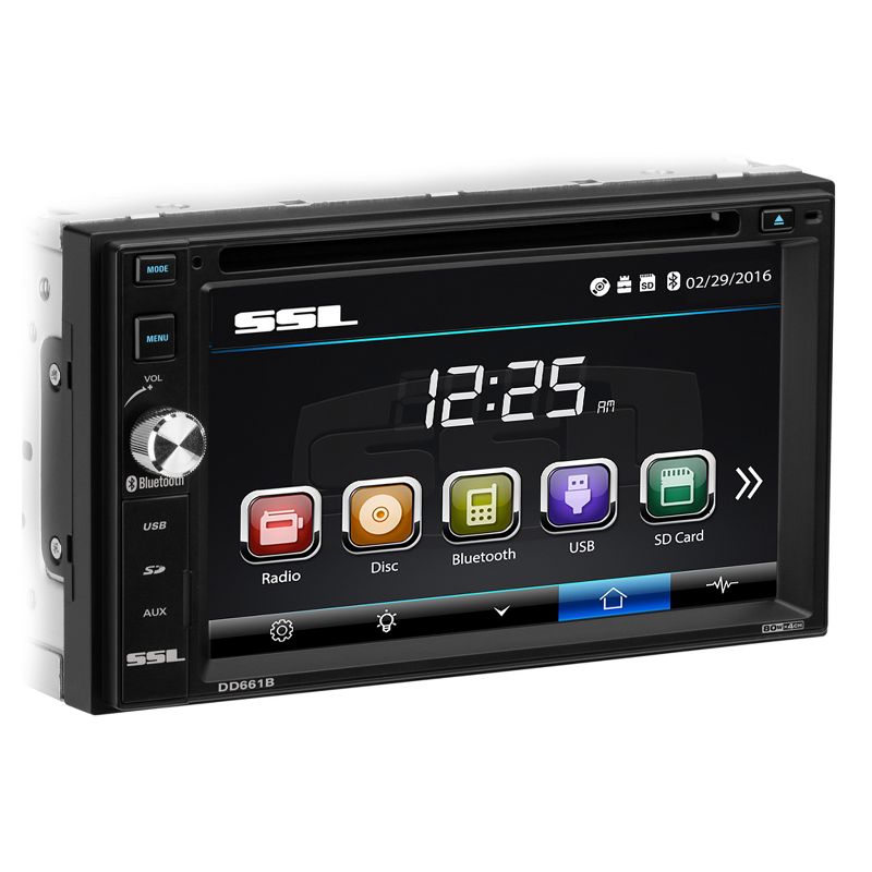 SoundStorm DD661B Double-DIN 6.2-Inch Touchscreen Bluetooth Audio and Calling DVD Player & Monitor, Black