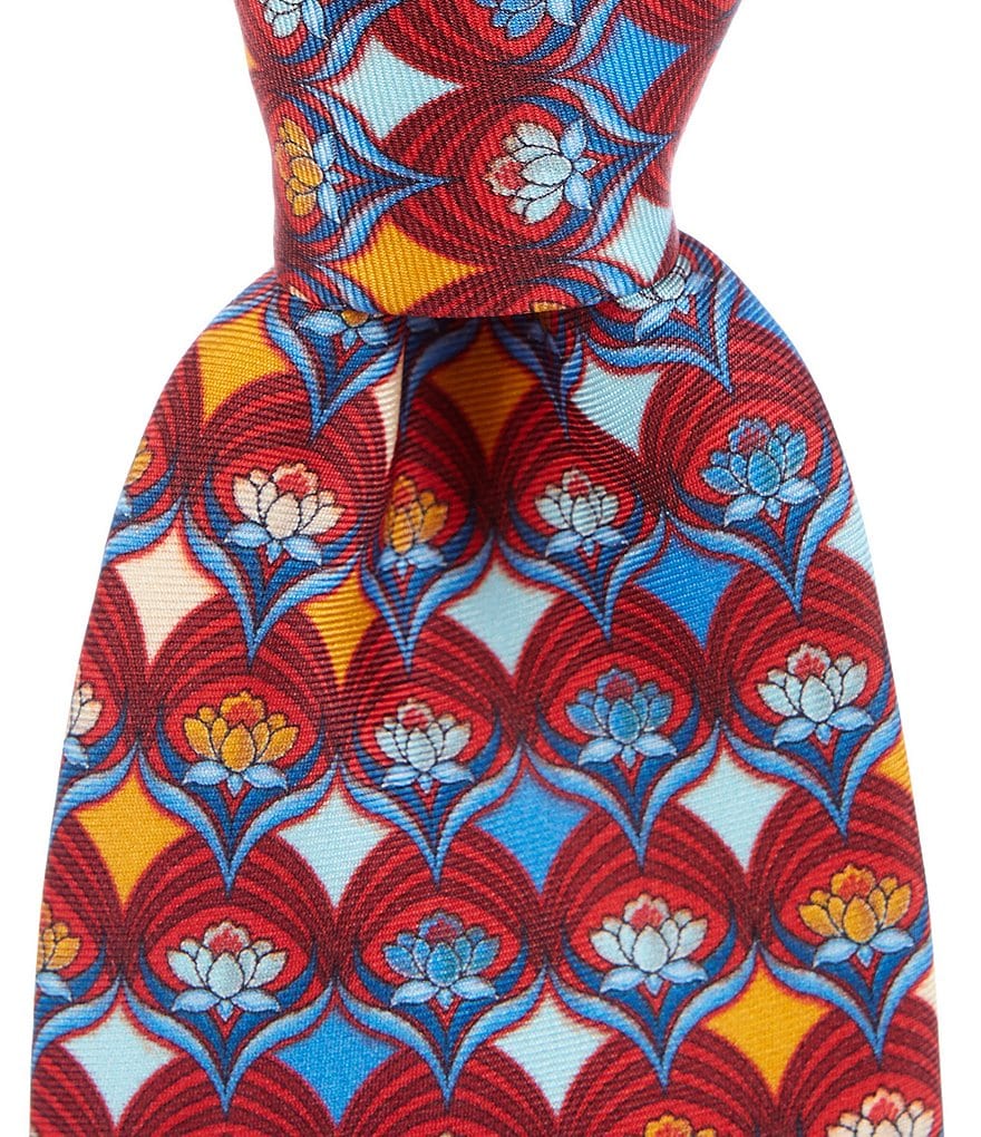 Cremieux Heath Motif Print Narrow 3#double; Silk Tie
