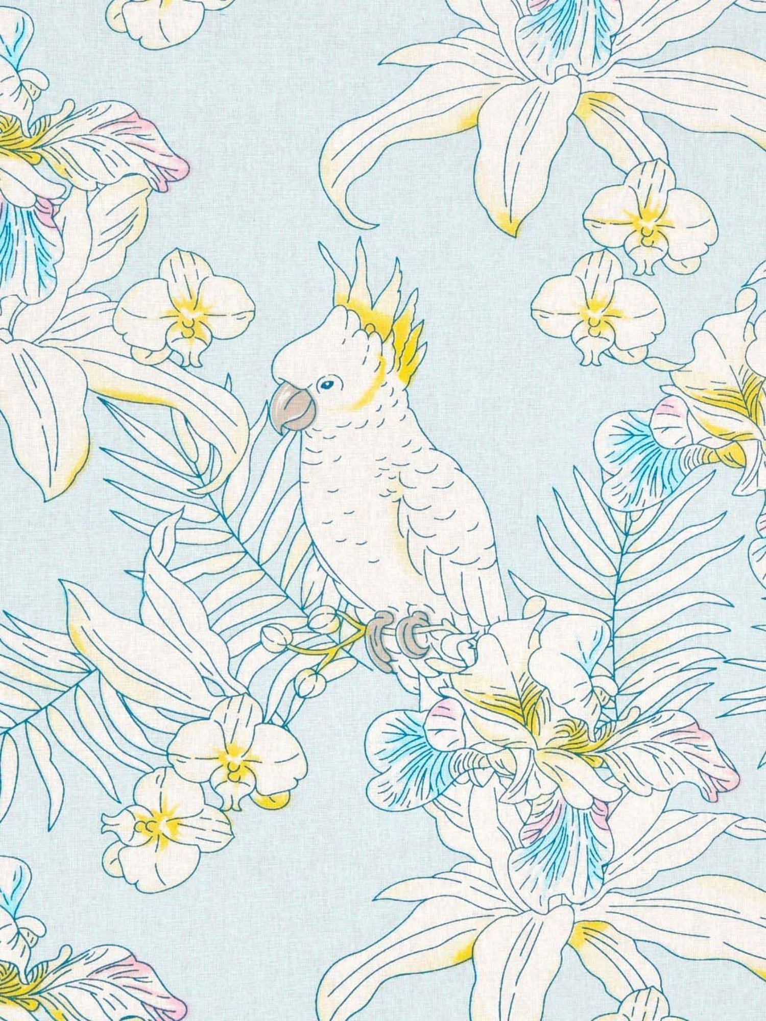 Haus & Kinder blue and Yellow Cotton 144 TC Tropical Bird Printed King Bedsheet with 2 Pillow Covers