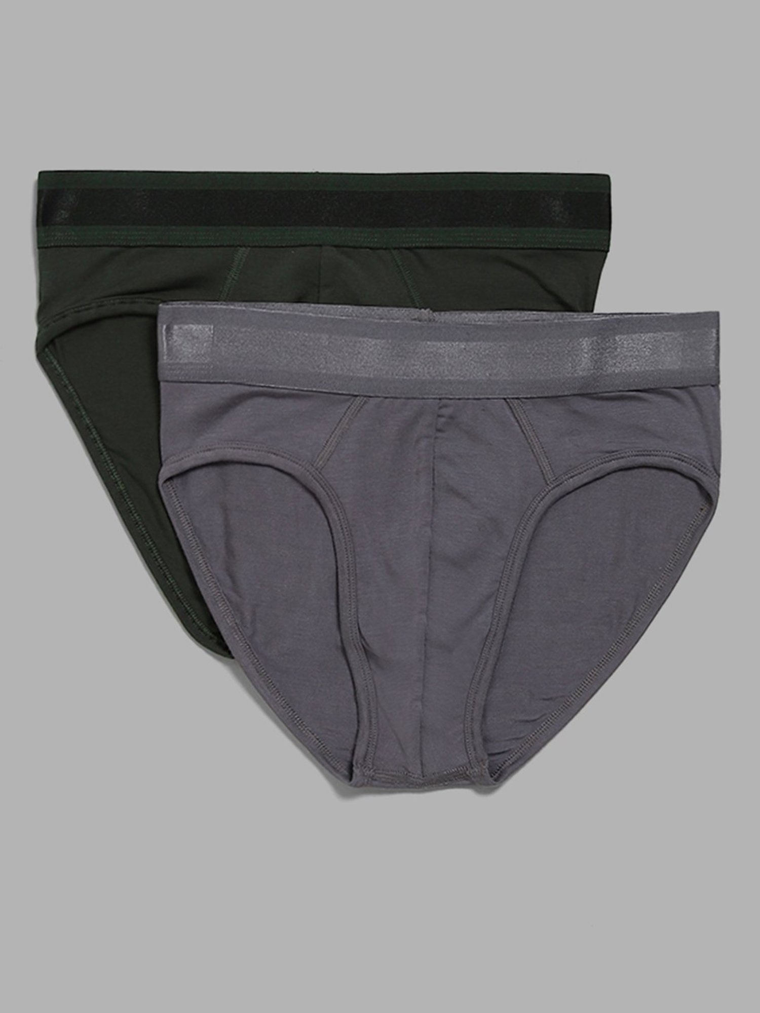 WES Lounge by Westside Grey and Green Briefs - Pack of 2