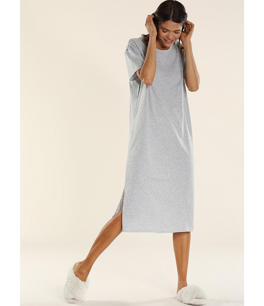 Miss Elaine Plus Cottonessa Floral Print Knit Long Nightgown