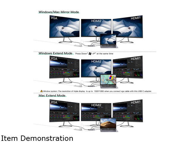 NOV8Tech USB C Hub Docking Station Type C Adapter 13 in 1 Triple Display Screen 2X 4K HDMI & VGA, 100W PD Charger, USB C, Ethernet, Audio, SD/Micro SD, 3X USB 3.0 for All USB C Devices Like MacBook