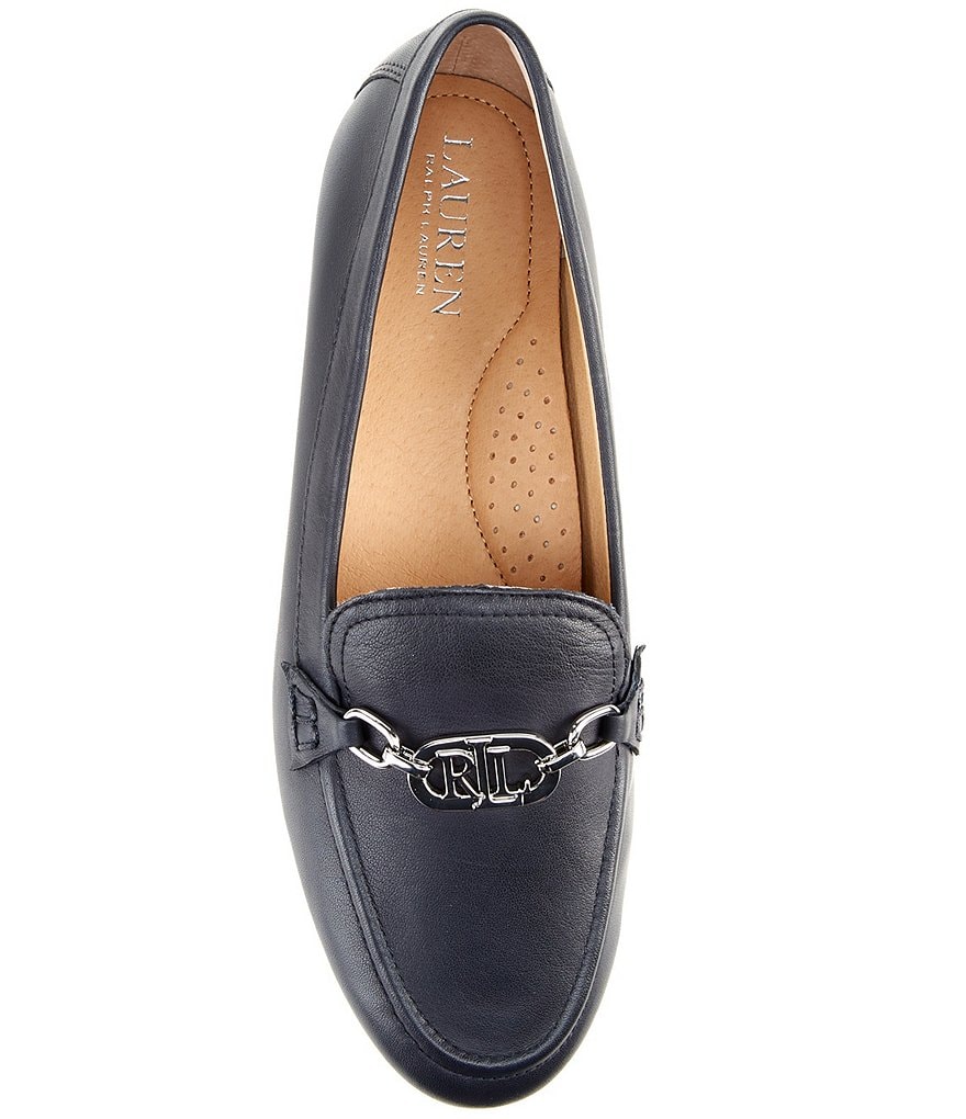 Lauren Ralph Lauren Averi Nappa Leather Embellished Oval Chain Loafers