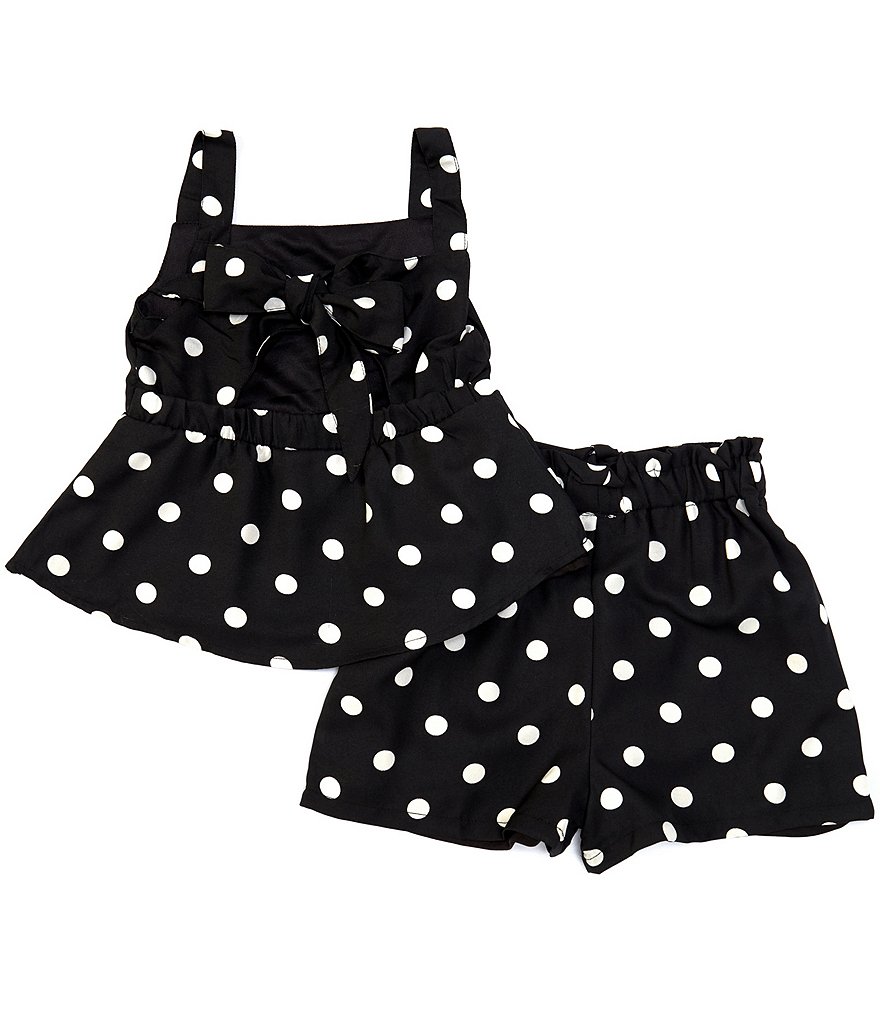 Rare Editions Little Girls 2T-6X Dotted Peplum Tank Top & Shorts Matching Set