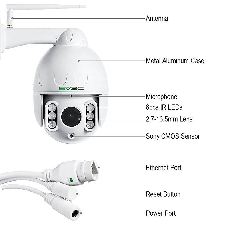 PTZ WiFi Outdoor Camera,  5MP Super HD 355 &deg; 5X Optical Zoom Outdoor Security Cam, 196ft Night Vision, Humanoid Detection, 2 Way Audio, IP66 Waterproof, Work with NVR Blueiris,128GB SD Card Slot