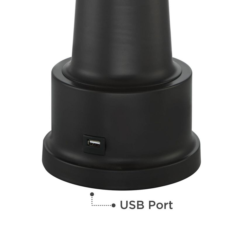 360 Lighting Wallis Black Column Table Lamps with USB Port Set of 2