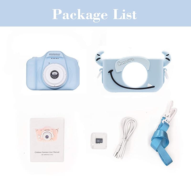 Digital Camera, Girls Birthday Toy Gifts for 4-13-Year-Old Children, Dual Lens 20.0MP Toddler Cameras, Child Camcorder Video Recorder 1080P IPS 2.0 Inch with 32G TF Card, Cow Soft Silicone Case