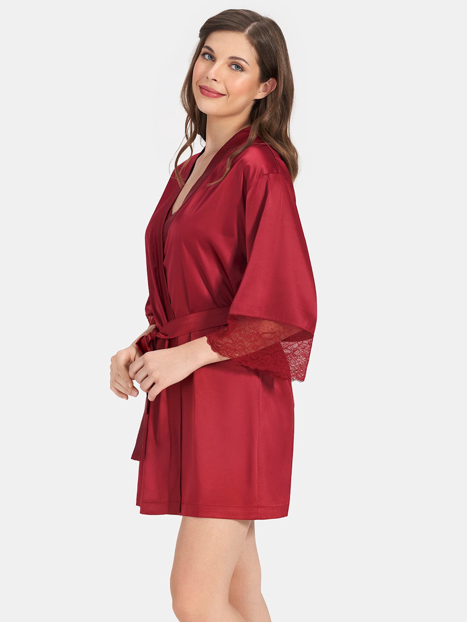 Amante Maroon Short Robe