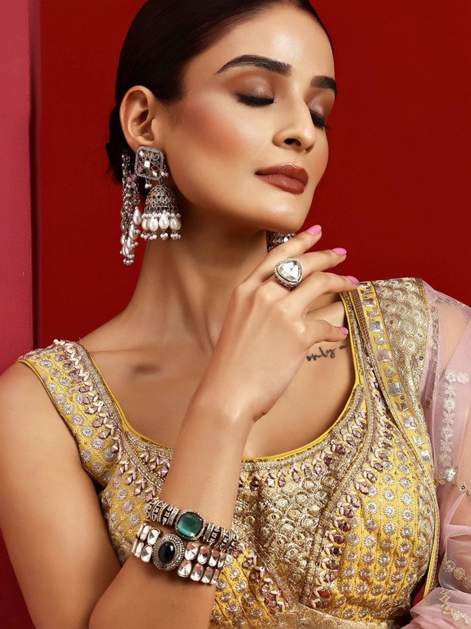 Libas Art Yellow Embroidered Lehenga Choli Set With Dupatta