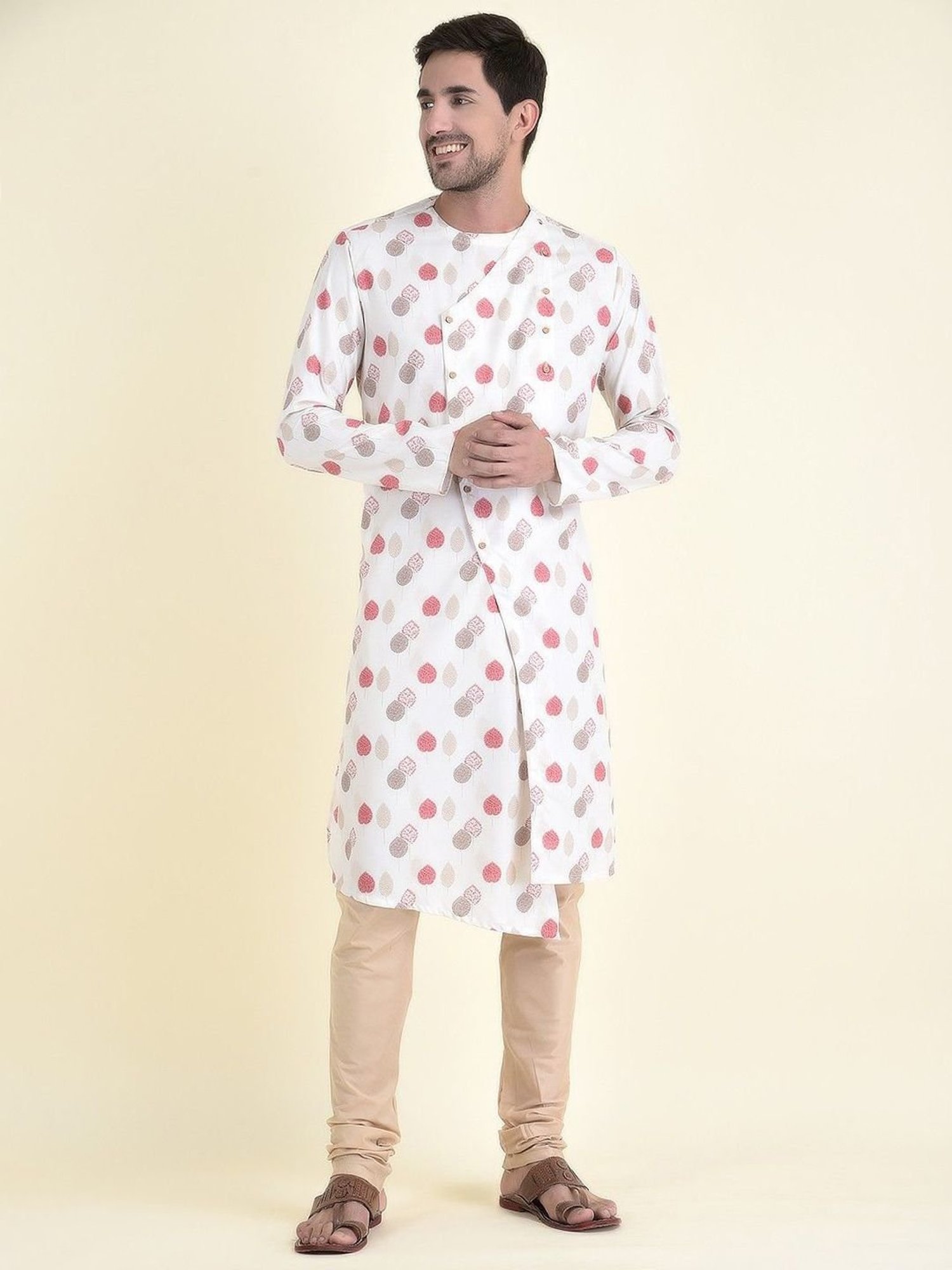 TABARD Off White Cotton Regular Fit Printed Kurta Bottom Set