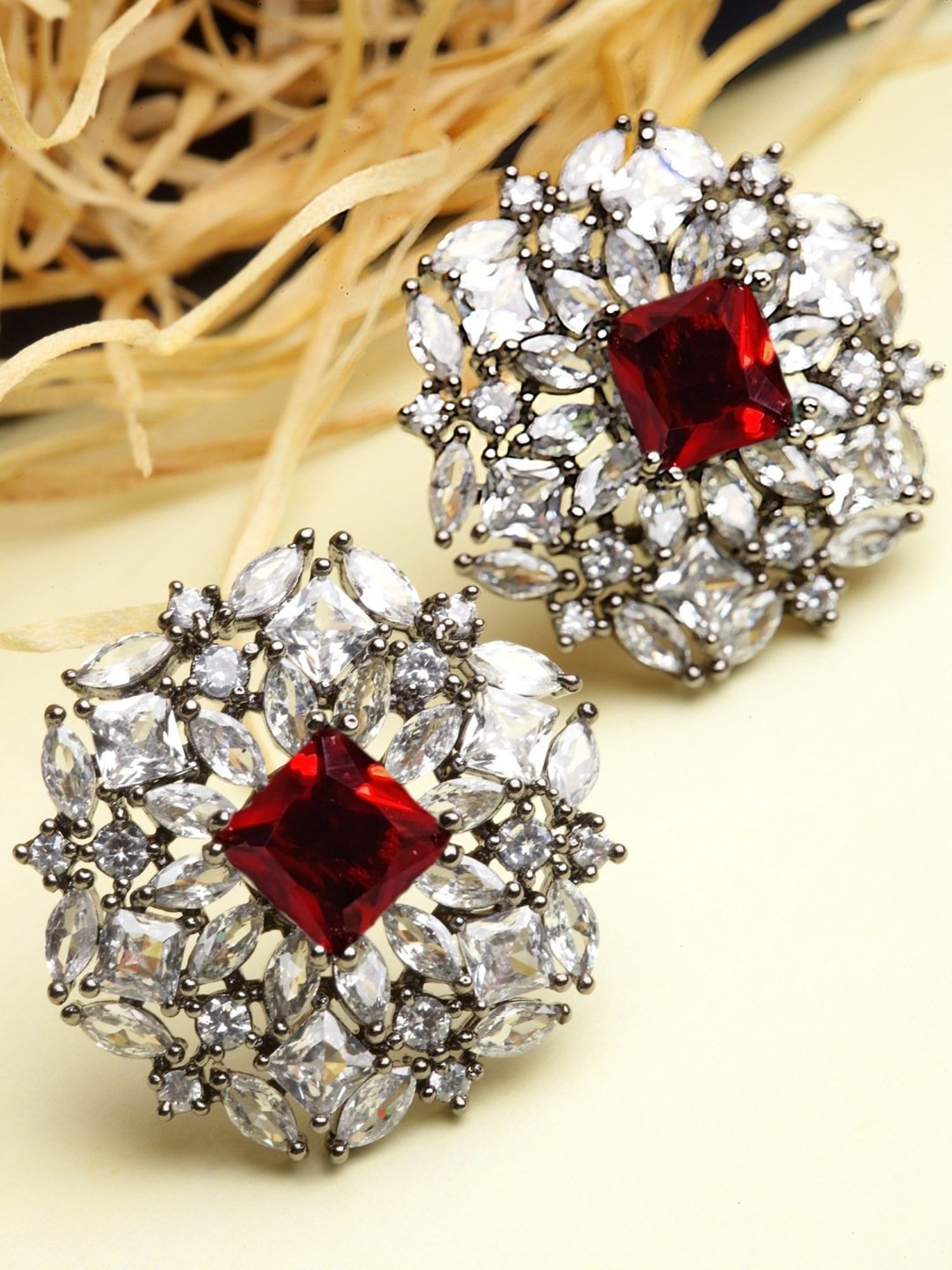 Karatcart Red Stud Earrings for Women