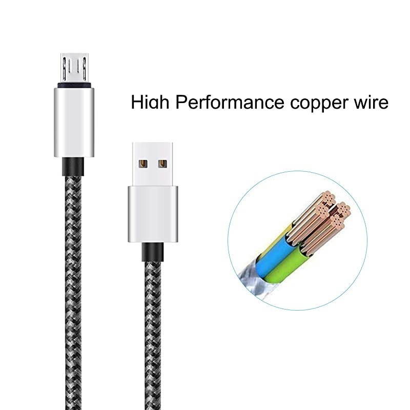 Micro USB Cable10ft3Pack by High Speed 20 USB A Male to Micro USB Sync Charging Nylon Braided Cable for Android Smartphone Tablets Wall and Car Charger Connection Silvergray