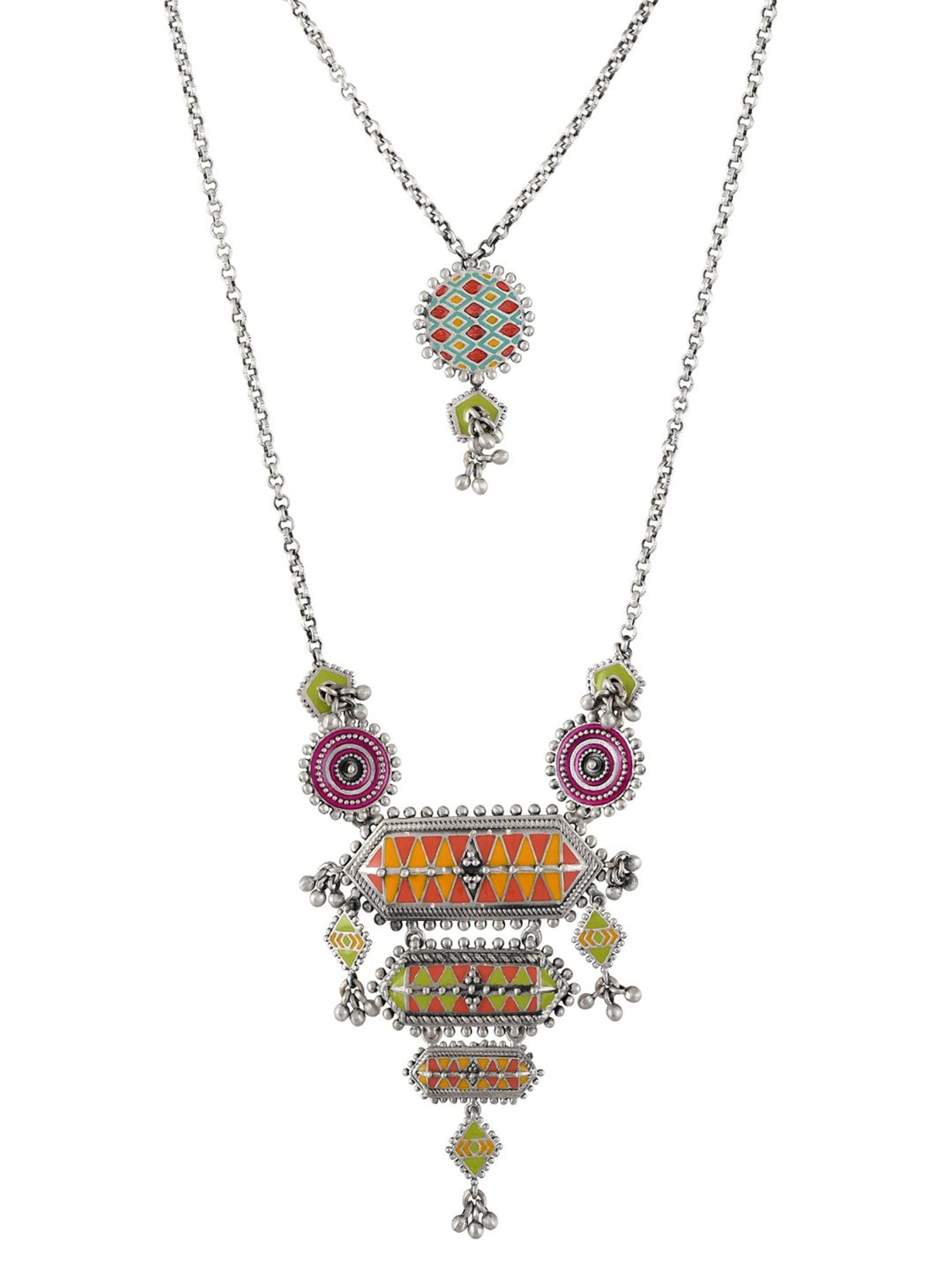 Tribe Amrapali 92.5 Sterling Silver Nirali Ghungroo Lariat Necklace for Women