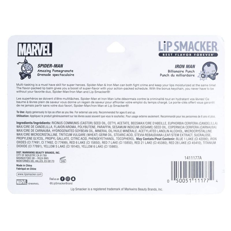Lip Smacker Marvel Hero Lip Balm – Spider-Man/Iron Man – 2pk