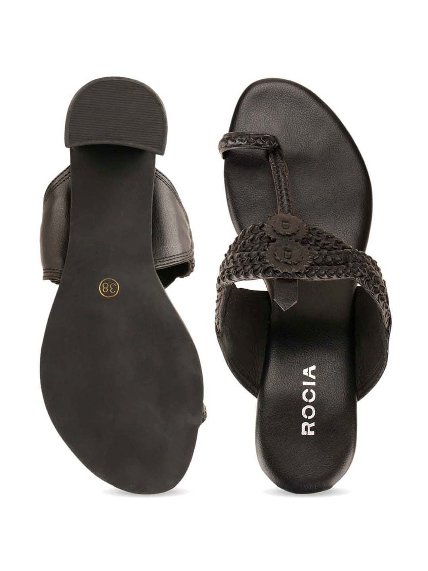 Rocia by Regal Women's Ink Black Toe Ring Sandals