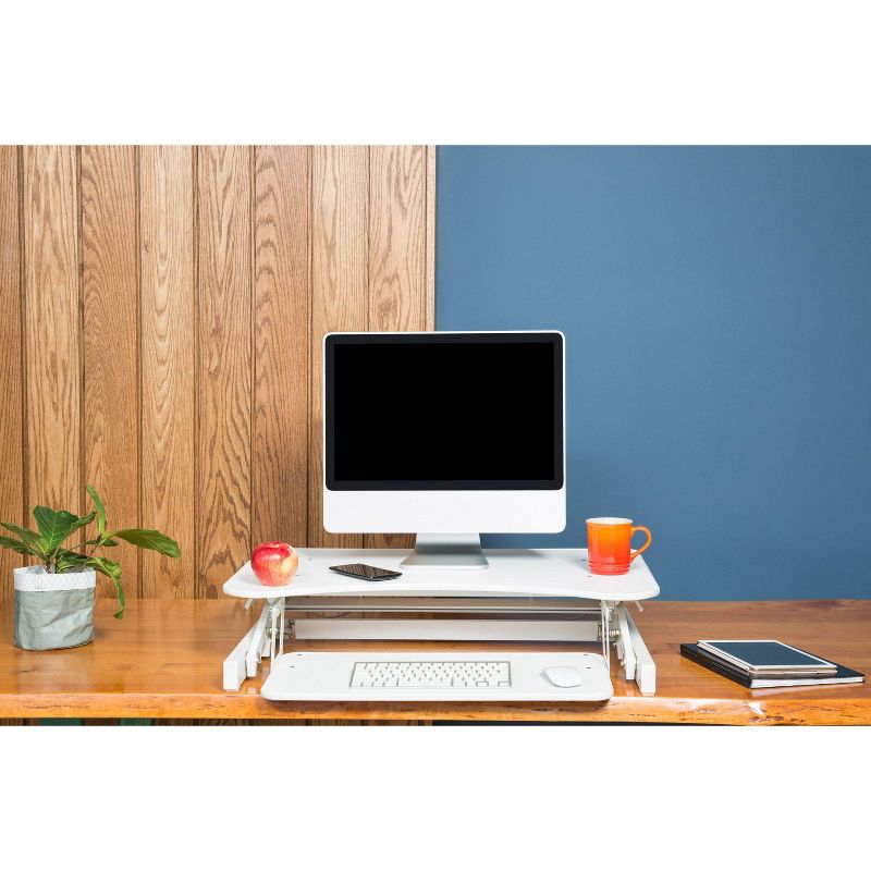 Ergonomic Height Adjustable Sit to Stand Desk Computer Riser, White