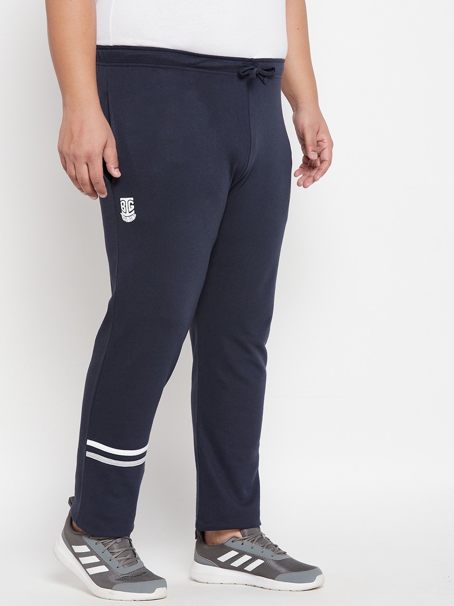 Bigbanana Navy Blue Cotton Regular Fit Printed Trackpants