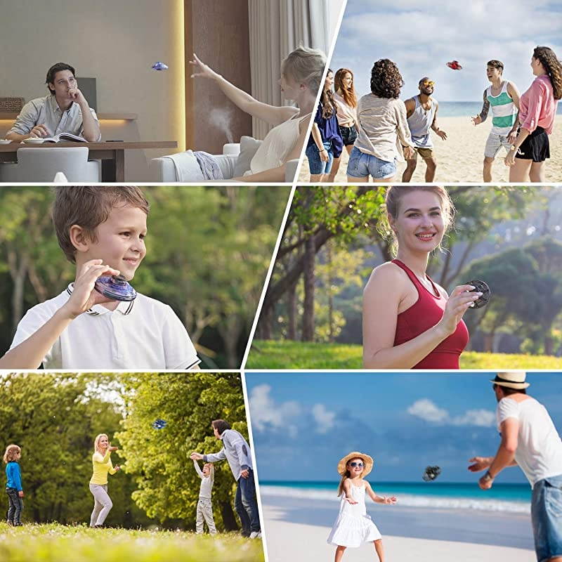 2020 Upgraded The Most Tricked-Out Flying Spinner, Hand Operated Drones for Kids or Adults - UFO Flying Toy with 360&deg; Rotating and Shinning LED Lights