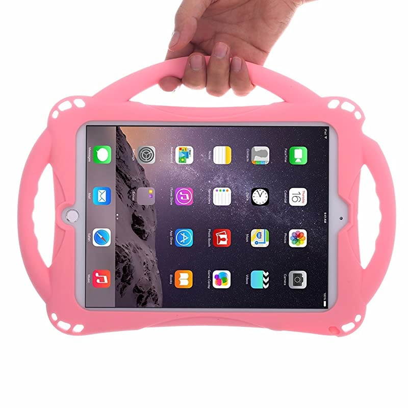 Kids Case for New iPad 20172018 97 inch Case Shockproof Silicone Handle Stand Case CoverTempered Glass Screen Protector For Apple iPad 6th5th Generation and iPad AirPink